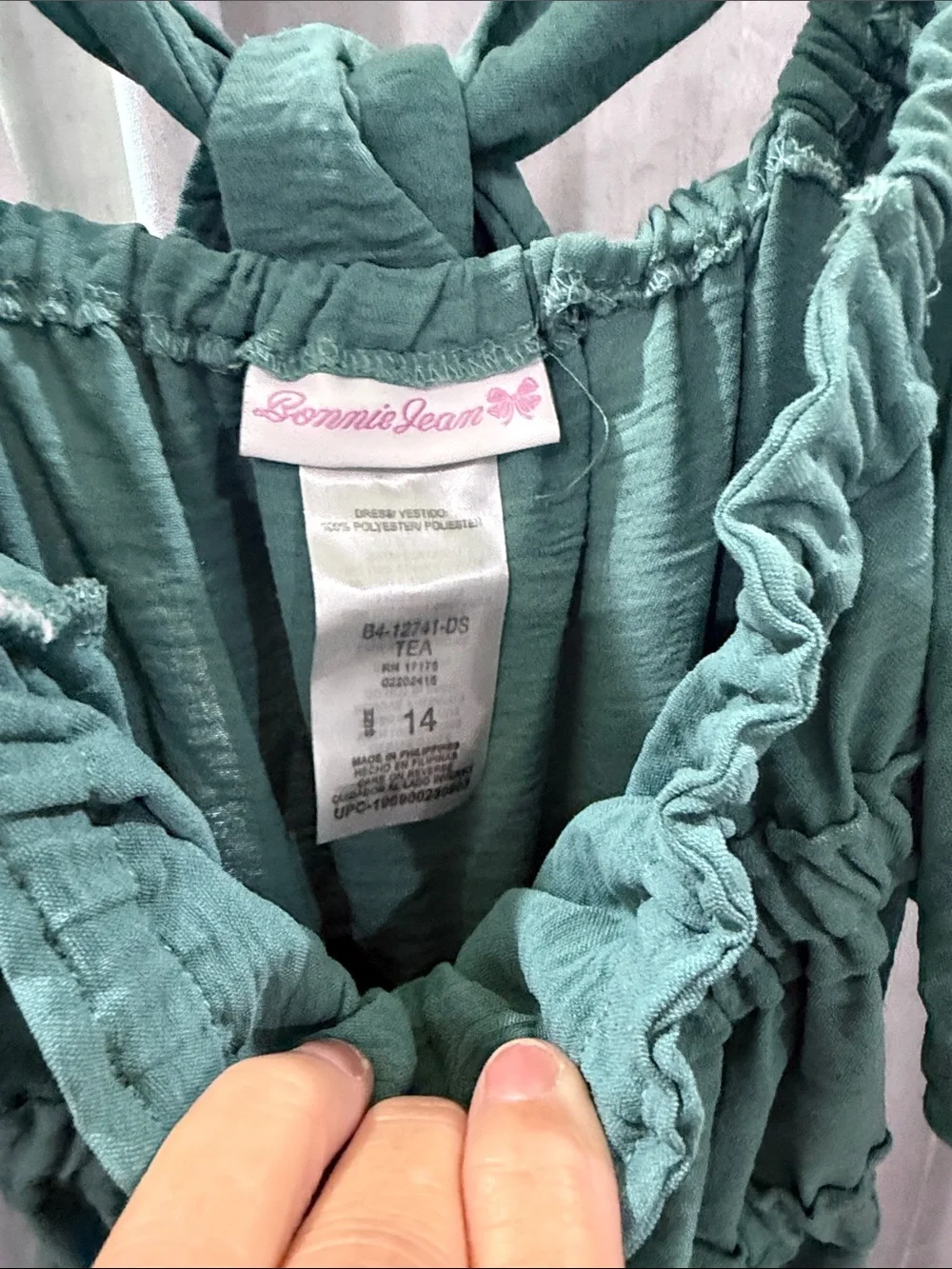 Bonnie Jean Mint Green Tiered Smocked Dress